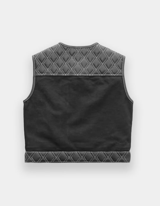 ARVANE Leather Hunt Club Black Hunt Club Biker Black Leather Canvas Vest Biker vest Handmade leather and canvas vest Handcrafted pure leather